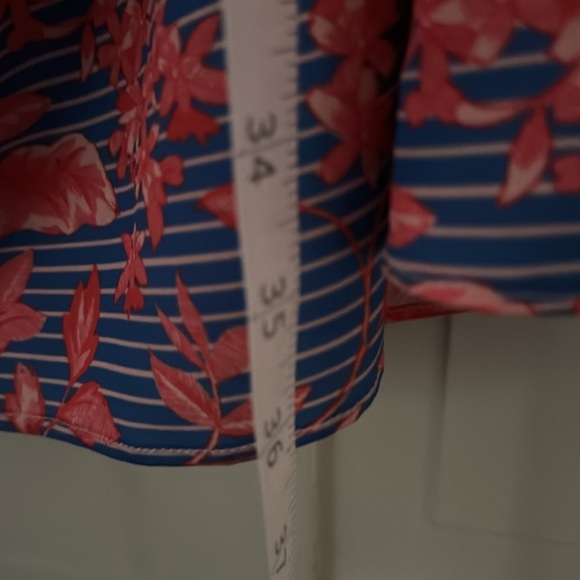 Badgley Mischka Halter Orange Blue Floral Stripe Dress Spring Delilah New - Picture 7 of 11